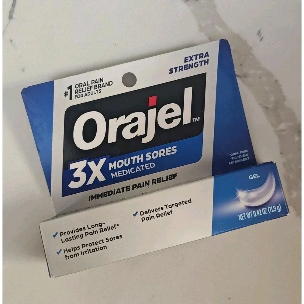 Orajel 3X Mouth Sores - Medicated, Immediate Relief, Extra Strength Gel - 0.42oz